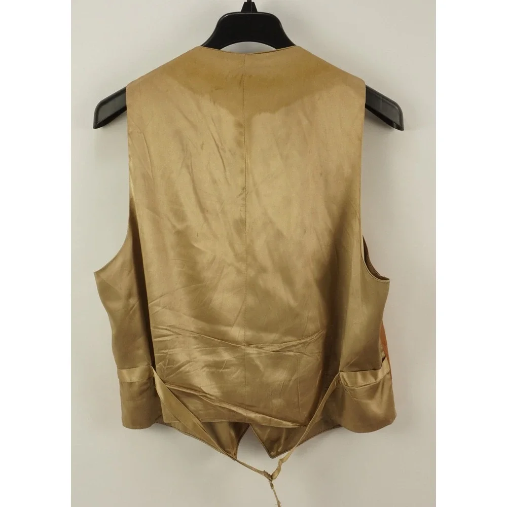 Vintage 1970s Vagabond New Hampshire Brown Leather Western Vest Sz 46 Distressed